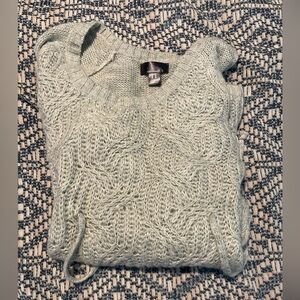 Oh Baby Maternity Light Gray Cable Knit Sweater - medium